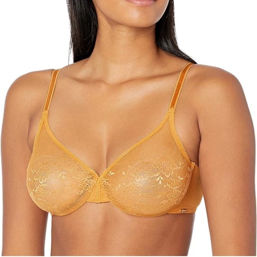 Goddard Glossies Lace Sheer Underwire Bra Bronze Orange Spiced Honey 34B